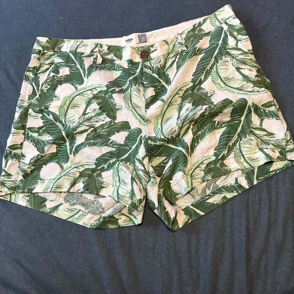 Tropical Green Leaf Print Women's Shorts Old Navy Womens 14 Summer Vaca